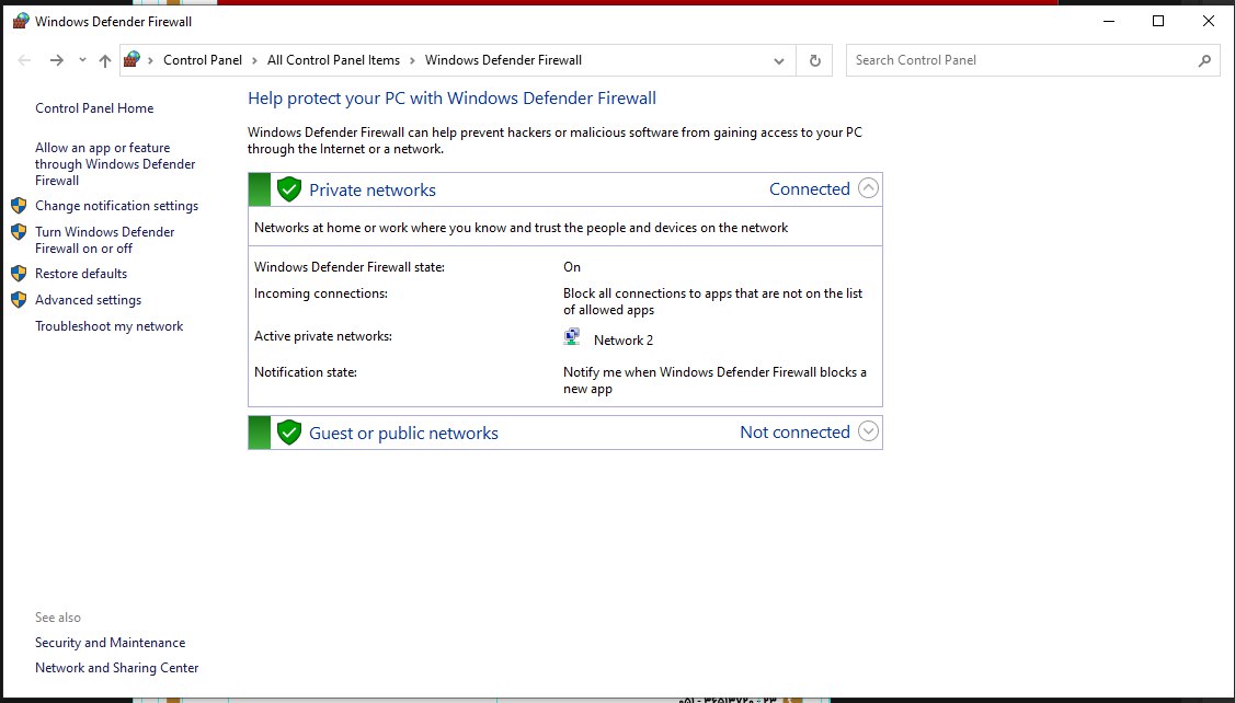 windows defender firewall
